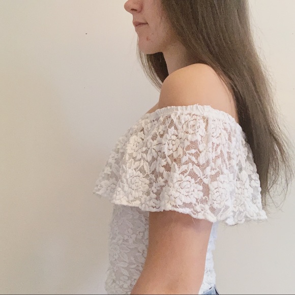 BOGO 1/2 OFF white off the shoulder lace top - Picture 6 of 6